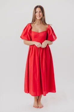Online Worth Collective Hamilton Midi Dress in Red - Bump Friendly (S-XL)