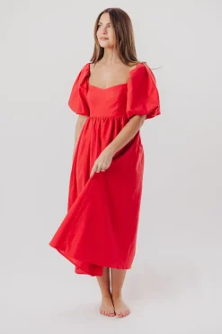 Online Worth Collective Hamilton Midi Dress in Red - Bump Friendly (S-XL)