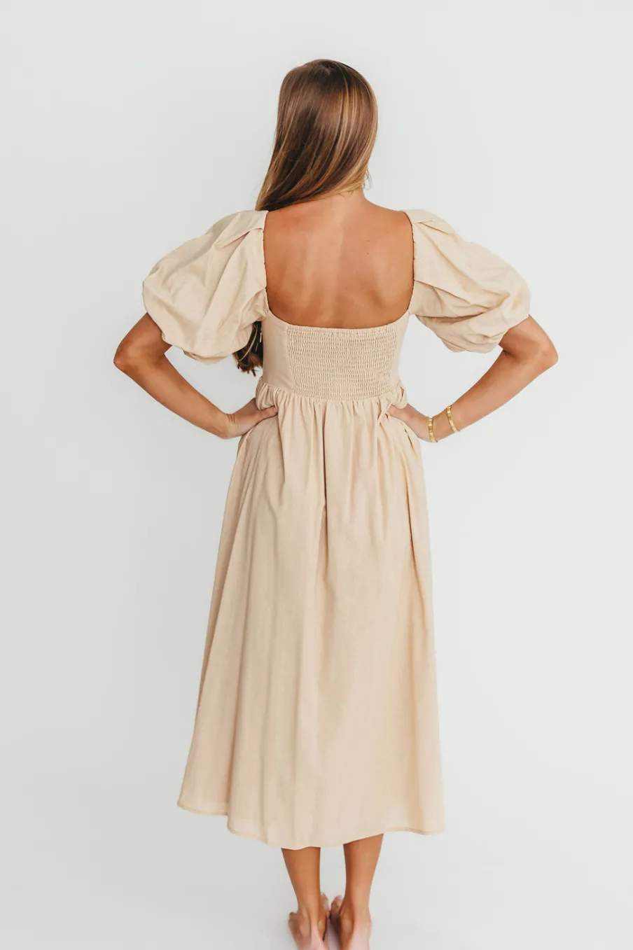 Clearance Worth Collective Hamilton Midi Dress in Taupe - Bump Friendly (S-2XL)