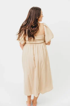 Clearance Worth Collective Hamilton Midi Dress in Taupe - Bump Friendly (S-2XL)