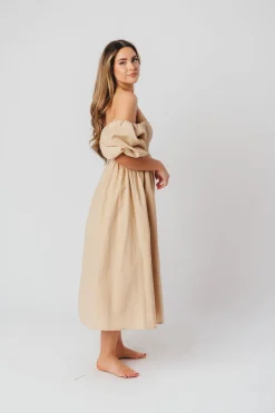 Clearance Worth Collective Hamilton Midi Dress in Taupe - Bump Friendly (S-2XL)