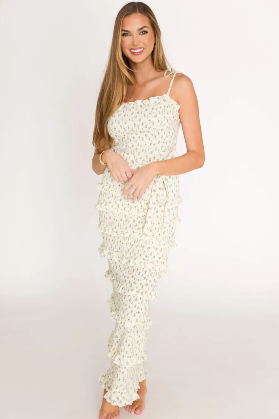 New Worth Collective Harley Maxi Dress in Gray Floral - Bump Friendly