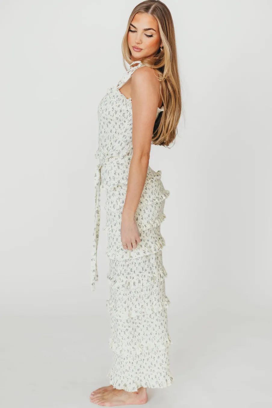 New Worth Collective Harley Maxi Dress in Gray Floral - Bump Friendly