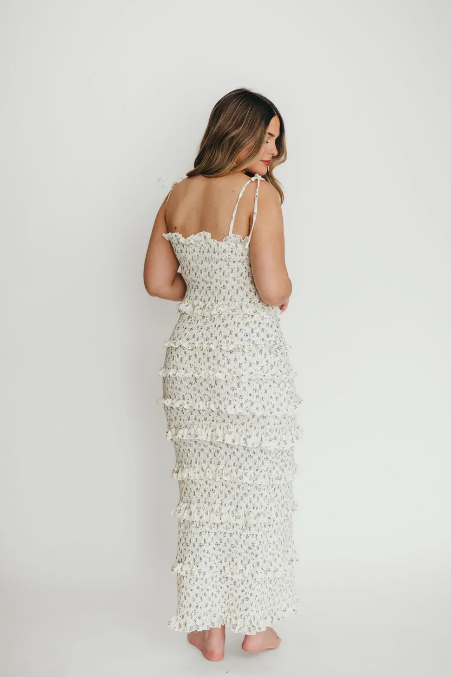 New Worth Collective Harley Maxi Dress in Gray Floral - Bump Friendly