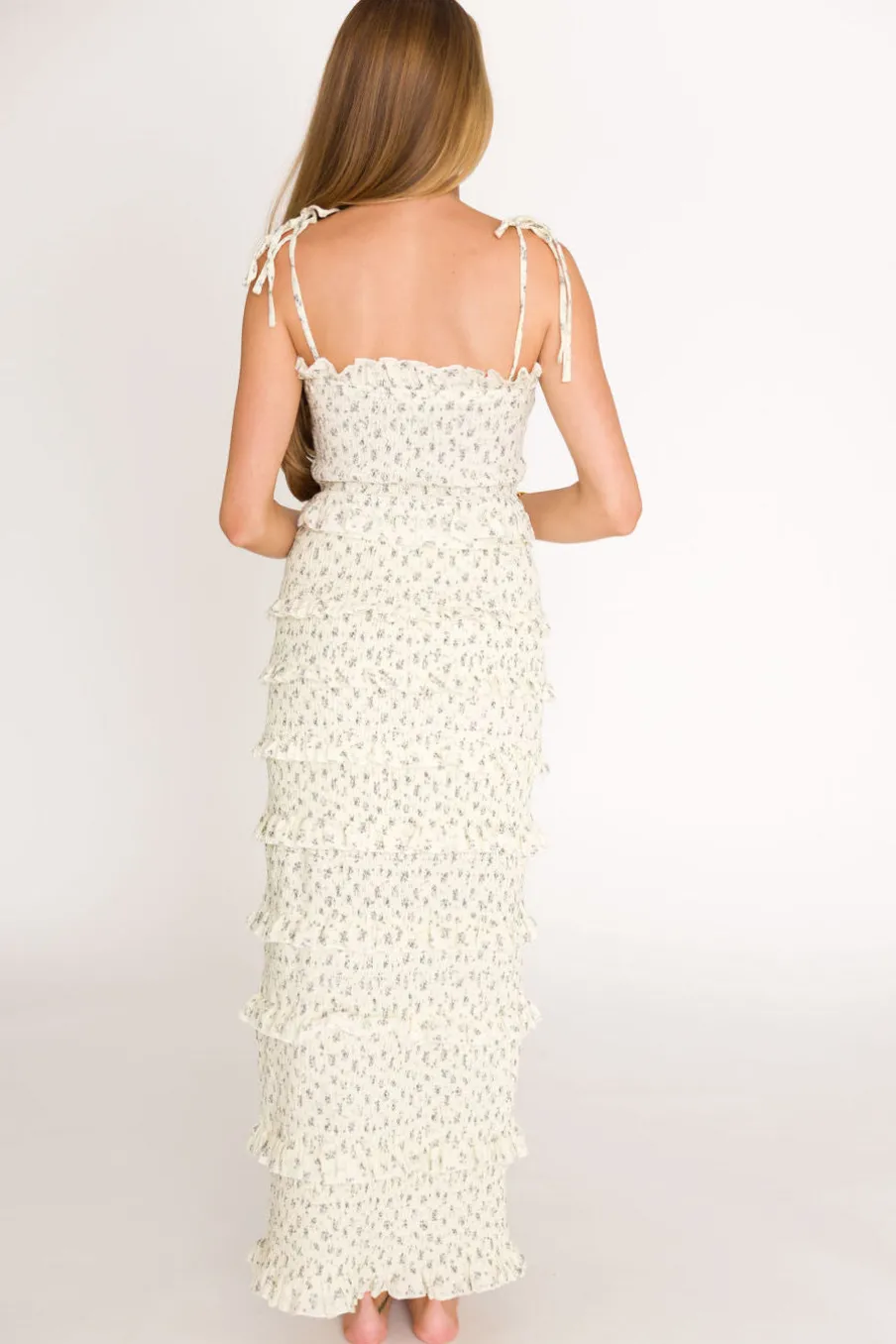 New Worth Collective Harley Maxi Dress in Gray Floral - Bump Friendly