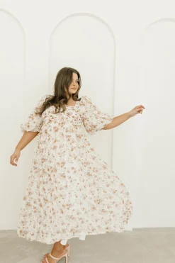 Sale Worth Collective Harlow Maxi Dress in Ivory Floral - Bump Friendly & Inclusive Sizing (
