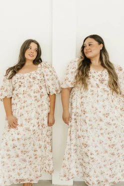 Sale Worth Collective Harlow Maxi Dress in Ivory Floral - Bump Friendly & Inclusive Sizing (