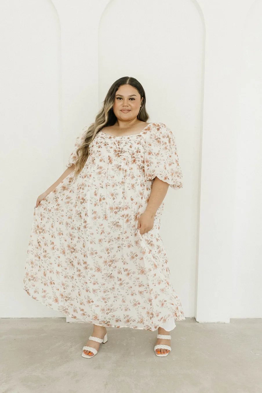 Sale Worth Collective Harlow Maxi Dress in Ivory Floral - Bump Friendly & Inclusive Sizing (