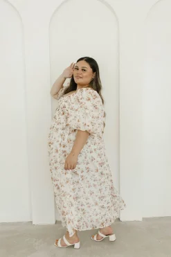 Sale Worth Collective Harlow Maxi Dress in Ivory Floral - Bump Friendly & Inclusive Sizing (