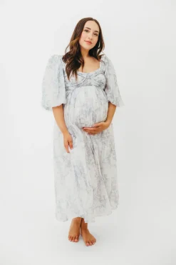 Discount Worth Collective Harlow Maxi Dress in Light Blue Floral - Bump Friendly and Size Inclus