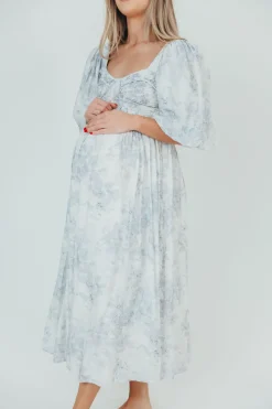 Discount Worth Collective Harlow Maxi Dress in Light Blue Floral - Bump Friendly and Size Inclus