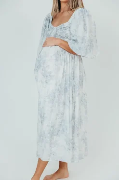 Discount Worth Collective Harlow Maxi Dress in Light Blue Floral - Bump Friendly and Size Inclus
