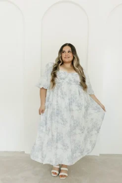 Discount Worth Collective Harlow Maxi Dress in Light Blue Floral - Bump Friendly and Size Inclus