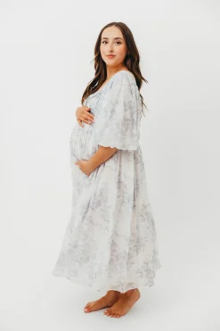 Discount Worth Collective Harlow Maxi Dress in Light Blue Floral - Bump Friendly and Size Inclus