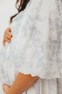 Discount Worth Collective Harlow Maxi Dress in Light Blue Floral - Bump Friendly and Size Inclus