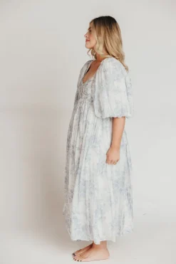 Discount Worth Collective Harlow Maxi Dress in Light Blue Floral - Bump Friendly and Size Inclus