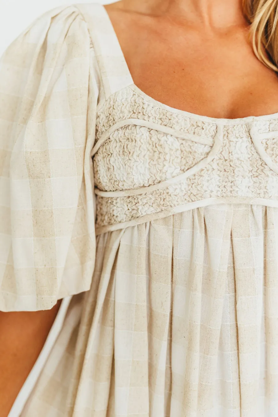 Best Worth Collective Harlow Maxi Dress in Natural Plaid - Bump Friendly (S-3XL)
