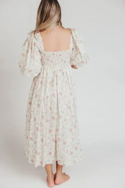 Online Worth Collective Harlow Maxi Dress in Off-White Floral - Bump Friendly & Inclusive Sizi