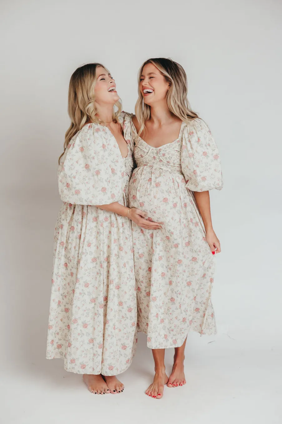 Online Worth Collective Harlow Maxi Dress in Off-White Floral - Bump Friendly & Inclusive Sizi