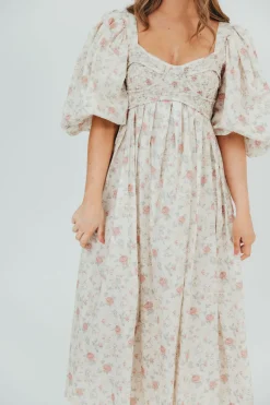 Online Worth Collective Harlow Maxi Dress in Off-White Floral - Bump Friendly & Inclusive Sizi