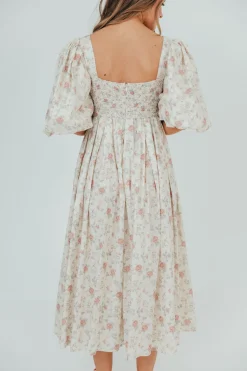 Online Worth Collective Harlow Maxi Dress in Off-White Floral - Bump Friendly & Inclusive Sizi