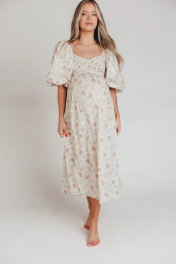 Online Worth Collective Harlow Maxi Dress in Off-White Floral - Bump Friendly & Inclusive Sizi