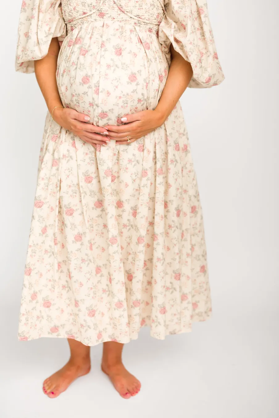 Online Worth Collective Harlow Maxi Dress in Off-White Floral - Bump Friendly & Inclusive Sizi