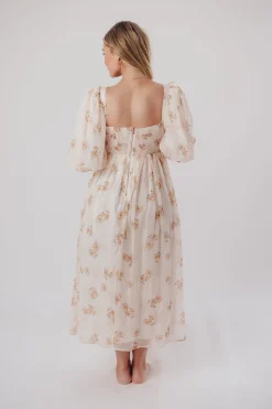 New Worth Collective Harlow Maxi Dress in Taupe Floral - Bump Friendly & Inclusive Sizing (