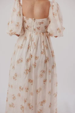New Worth Collective Harlow Maxi Dress in Taupe Floral - Bump Friendly & Inclusive Sizing (