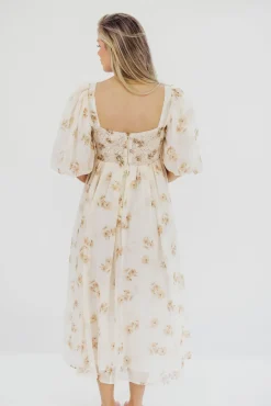 New Worth Collective Harlow Maxi Dress in Taupe Floral - Bump Friendly & Inclusive Sizing (