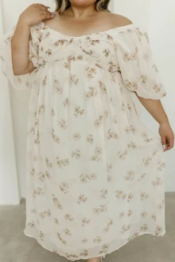 New Worth Collective Harlow Maxi Dress in Taupe Floral - Bump Friendly & Inclusive Sizing (