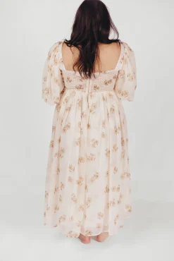 New Worth Collective Harlow Maxi Dress in Taupe Floral - Bump Friendly & Inclusive Sizing (