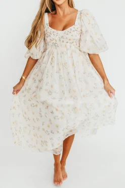 Fashion Worth Collective Harlow Maxi Dress in Tiny Yellow Floral - Bump Friendly & Inclusive Si