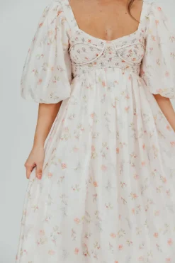 Clearance Worth Collective Harlow Maxi Dress in Tiny Pink Floral - Bump Friendly & Inclusive Sizi