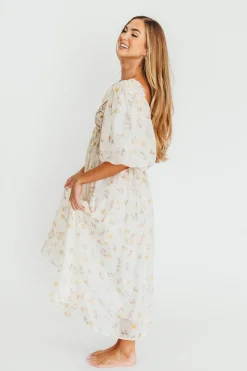 Fashion Worth Collective Harlow Maxi Dress in Tiny Yellow Floral - Bump Friendly & Inclusive Si