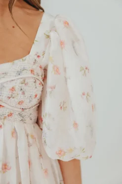 Clearance Worth Collective Harlow Maxi Dress in Tiny Pink Floral - Bump Friendly & Inclusive Sizi