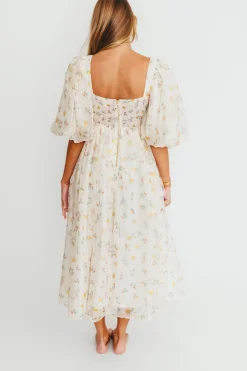 Fashion Worth Collective Harlow Maxi Dress in Tiny Yellow Floral - Bump Friendly & Inclusive Si