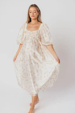 Fashion Worth Collective Harlow Maxi Dress in Tiny Yellow Floral - Bump Friendly & Inclusive Si