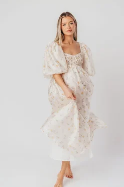 Fashion Worth Collective Harlow Maxi Dress in Tiny Yellow Floral - Bump Friendly & Inclusive Si