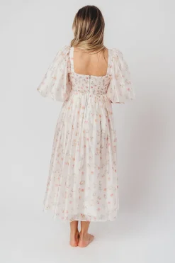 Clearance Worth Collective Harlow Maxi Dress in Tiny Pink Floral - Bump Friendly & Inclusive Sizi