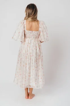 Clearance Worth Collective Harlow Maxi Dress in Tiny Pink Floral - Bump Friendly & Inclusive Sizi