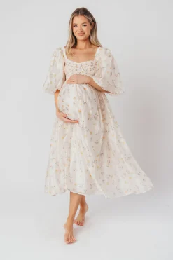 Fashion Worth Collective Harlow Maxi Dress in Tiny Yellow Floral - Bump Friendly & Inclusive Si