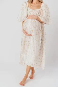 Fashion Worth Collective Harlow Maxi Dress in Tiny Yellow Floral - Bump Friendly & Inclusive Si
