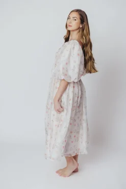 Clearance Worth Collective Harlow Maxi Dress in Tiny Pink Floral - Bump Friendly & Inclusive Sizi
