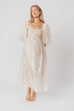 Fashion Worth Collective Harlow Maxi Dress in Tiny Yellow Floral - Bump Friendly & Inclusive Si