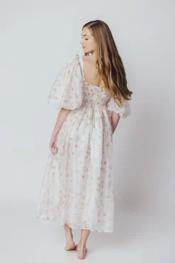 Clearance Worth Collective Harlow Maxi Dress in Tiny Pink Floral - Bump Friendly & Inclusive Sizi