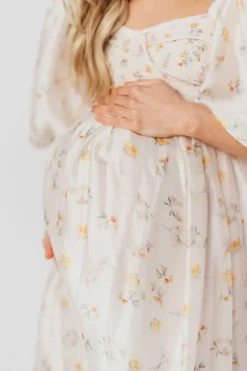 Fashion Worth Collective Harlow Maxi Dress in Tiny Yellow Floral - Bump Friendly & Inclusive Si