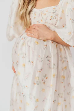 Fashion Worth Collective Harlow Maxi Dress in Tiny Yellow Floral - Bump Friendly & Inclusive Si