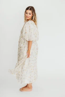 Fashion Worth Collective Harlow Maxi Dress in Tiny Yellow Floral - Bump Friendly & Inclusive Si