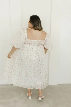 Clearance Worth Collective Harlow Maxi Dress in Tiny Pink Floral - Bump Friendly & Inclusive Sizi